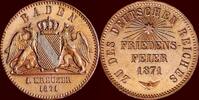 1 Kreuzer GERMANY - BADEN, GROSHERTOGTUM - FRIEDRICH I, 1852-1907 - 1871, Karlsruhe -