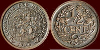 Koninkrijk der Nederlanden ½ Cent NEDERLAND (NETHERLANDS, KINGDOM) - WILHELMINA, 1890-1948 - -