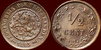 Koninkrijk der Nederlanden ½ Cent NEDERLAND (NETHERLANDS, KINGDOM) - WILLEM III, 1849-1890 - 1883/3 -