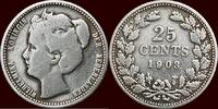 Koninkrijk der Nederlanden 25 Cents NEDERLAND (NETHERLANDS, KINGDOM) - WILHELMINA, 1890-1948 - -