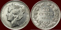Koninkrijk der Nederlanden 25 Cents NEDERLAND (NETHERLANDS, KINGDOM) - WILHELMINA, 1890-1948 - -