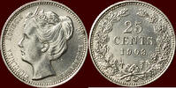 Koninkrijk der Nederlanden 25 Cents NEDERLAND (NETHERLANDS, KINGDOM) - WILHELMINA, 1890-1948 - -