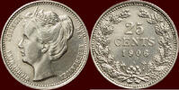 Koninkrijk der Nederlanden 25 Cents NEDERLAND (NETHERLANDS, KINGDOM) - WILHELMINA, 1890-1948 - -