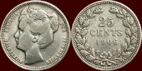 Koninkrijk der Nederlanden 25 Cents NEDERLAND (NETHERLANDS, KINGDOM) - WILHELMINA, 1890-1948 - -