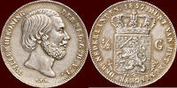Koninkrijk der Nederlanden ½ Gulden NEDERLAND (NETHERLANDS, KINGDOM) - WILLEM III, 1849-1890 - -