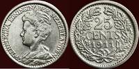 Koninkrijk der Nederlanden 25 Cents NEDERLAND (NETHERLANDS, KINGDOM) - WILHELMINA, 1890-1948 - -
