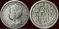 Koninkrijk der Nederlanden 25 Cents NEDERLAND (NETHERLANDS, KINGDOM) - WILHELMINA, 1890-1948 - -