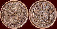 Koninkrijk der Nederlanden ½ Cent NEDERLAND (NETHERLANDS, KINGDOM) - WILHELMINA, 1890-1948 - -