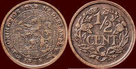 Koninkrijk der Nederlanden ½ Cent NEDERLAND (NETHERLANDS, KINGDOM) - WILHELMINA, 1890-1948 - -