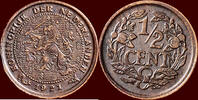 Koninkrijk der Nederlanden ½ Cent NEDERLAND (NETHERLANDS, KINGDOM) - WILHELMINA, 1890-1948 - -