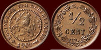Koninkrijk der Nederlanden ½ Cent NEDERLAND (NETHERLANDS, KINGDOM) - WILHELMINA, 1890-1948 - -
