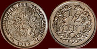 Koninkrijk der Nederlanden ½ Cent NEDERLAND (NETHERLANDS, KINGDOM) - WILHELMINA, 1890-1948 - -