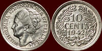 Koninkrijk der Nederlanden 10 Cents NEDERLAND (NETHERLANDS, KINGDOM) - WILHELMINA, 1890-1948 - 1942 P, Philadelphia -