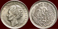 Koninkrijk der Nederlanden 10 Cents NEDERLAND (NETHERLANDS, KINGDOM) - WILHELMINA, 1890-1948 - 1944 S, San Francisco -