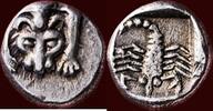 AR 1/24 Stater CARIA - MYLASA - (1/6 Drachm) or obol, circa 450-400 BC -