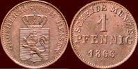 1 Pfennig GERMANY - HESSEN-DARMSTADT, GROSSHERZOGTUM - LUDWIG III, 1848-1877 - -