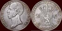 Koninkrijk der Nederlanden 2 ½ Gulden NEDERLAND (NETHERLANDS, KINGDOM) - WILLEM II, - 1845 - STREEP -