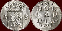 Holland Dubbele wapenstuiver NOORDELIJKE NEDERLANDEN (NORTHERN NETHERLANDS) - REPUBLIEK, 1581-1795 - HOLLAND - 1721/11, Dordrecht -
