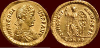 Roman Empire AV Solidus (385-387) ARCADIUS, 383-408 - Constantinopolis unz