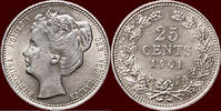 Koninkrijk der Nederlanden 25 Cents NEDERLAND (NETHERLANDS, KINGDOM) - WILHELMINA, 1890-1948 - 1901 -