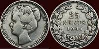 Koninkrijk der Nederlanden 25 Cents NEDERLAND (NETHERLANDS, KINGDOM) - WILHELMINA, 1890-1948 - -