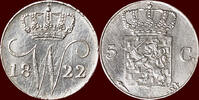 Koninkrijk der Nederlanden 5 Cents NEDERLAND (NETHERLANDS, KINGDOM) - WILLEM I, 1815-1840 - 1822, Utrecht -