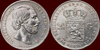 Koninkrijk der Nederlanden 2 ½ Gulden NEDERLAND (NETHERLANDS, KINGDOM) - WILLEM III, 1849-1890 - -