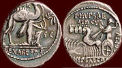 AR Denarius ROMAN REPUBLIC - M. AEMILIUS SCAURUS & P. PLAUTIUS HYPSAEUS - Rome -