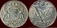  NOORDELIJKE NEDERLANDEN (NETHERLANDS) - REPUBLIEK, 1581-1795 - NEDERLANDS OOST-INDIË (DUTCH EAST INDIES) - V.O.C. - STAD UTRECHT Duit 1757 ss  /  pr