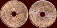 5 Centimes BELGIUM - KINGDOM - CONGO FREE STATE - LEOPOLD II, 1865-1909 - -