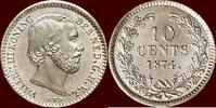 Koninkrijk der Nederlanden 10 Cents NEDERLAND (NETHERLANDS, KINGDOM) - WILLEM III, - 1874 - 1e halfjaar -