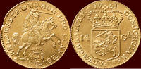 West-Friesland 14 gulden NOORDELIJKE NEDERLANDEN (NETHERLANDS) - REPUBLIEK, 1581-1795 - WEST-FRIESLAND - Gouden rijder van 1751, Medemblik -