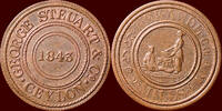 Token CEYLON - 1843 - George Steuart & Co., Wekande Mills, Slave Island, Colombo -