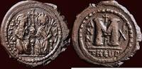 AE Follis BYZANTINE EMPIRE - JUSTIN II, 565-578 - of 40 nummi, Theoupolis, year 10 -
