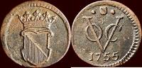 ½ Duit 1755  NOORDELIJKE NEDERLANDEN (NETHERLANDS) - REPUBLIEK, 1581-1795 - NEDERLANDS OOST-INDIË (DUTCH EAST INDIES) - V.O.C. - STAD UTRECHT ss