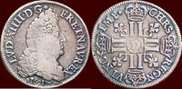 ½ Ecu FRANCE - KINGDOM - LOUIS XIV, 1643-1715 - 1691 D, Lyon -