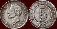 5 Cents SARAWAK - CHARLES J. BROOKE, RAJAH, 1868-1917 - 1908 H, Birmingham -