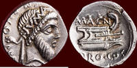 AR Denarius (spring 48 BC)  ROMAN IMPERATORS - CNAEUS POMPEIUS MAGNUS (POMPEY THE GREAT) -  Greece about unz
