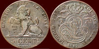 5 Centimes BELGIUM - KINGDOM - LEOPOLD I, 1831-1865 - -