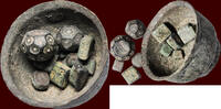 Bronze MEDIEVAL TIMES - ISLAMIC WORLD - ASIA MINOR - cup with 11 bronze weights, 9th - 13th century -