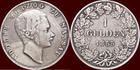 1 Gulden GERMANY - NASSAU, HERZOGTUM - ADOLPH, 1839-1866 - 1855/45, Wiesbaden -