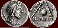 AR Denarius (76-75 BC)  ROMAN REPUBLIC - CNAEUS CORNELIUS LENTULUS MARCELLINUS -  Spain cf. NAC Auction 63, no.209  (in xf  CHF 1000 + 17,5%)