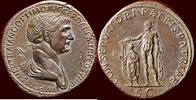 AE Sestertius (115) Roman Empire TRAJANUS (TRAJAN), 98-117 -  Rome fine-detailled portrait of Trajanus. Very rare this nice.