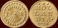 Holland bezemstuiver NOORDELIJKE NEDERLANDEN (NETHERLANDS) - REPUBLIEK, 1581-1795 - HOLLAND - Gouden afslag van 1738, Dordrecht -