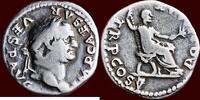 AR Denarius (74) Roman Empire VESPASIANUS (VESPASIAN), 69-79 -  Rome 
