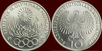  10 Mark 1972 G GERMANY - BRD -  1972 G, Karlsruge “OLYMPIADE MÜNCHEN 19... 10,50 EUR  zzgl. 9,50 EUR Versand