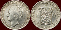 Koninkrijk der Nederlanden 1 Gulden NEDERLAND (NETHERLANDS, KINGDOM) - WILHELMINA, 1890-1948 - 1944 P, Philadelphia -