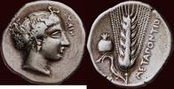 400-350 v. Chr. LUCANIA, METAPONTION - AR Nomos or tridrachm, circa 400-350 BC ss / vz