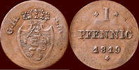  1 Pfennig 1819 GERMANY - HESSEN-DARMSTADT, GROSSHERZOGTUM - LUDWIG I,18... 9,00 EUR  zzgl. 9,50 EUR Versand