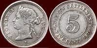 5 cents MALAYSIA - BRITISH EMPIRE - STRAITS SETTLEMENTS - VICTORIA, 1837-1901 - 1879 H, Heaton (Birmingham) -